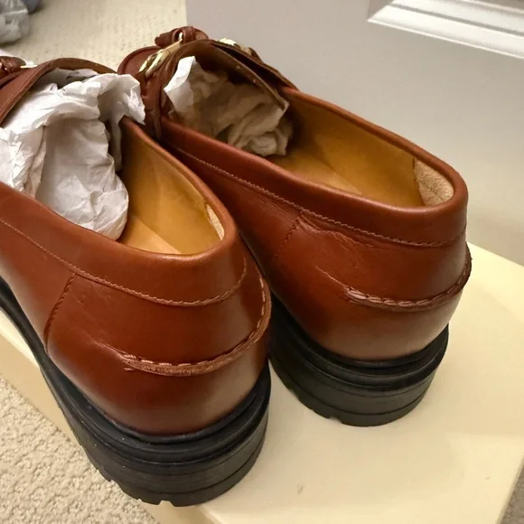 Sezane Amy Loafers Smooth Natural Leather - Size 11 NEW - Picture 2 of 6